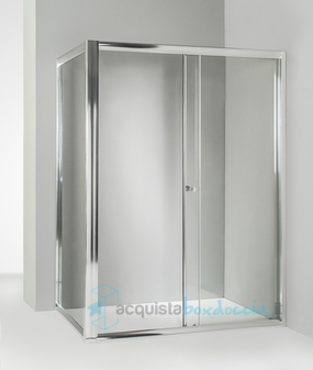 box doccia angolare anta fissa porta scorrevole 100x150 cm trasparente