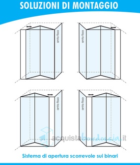 box doccia angolare anta fissa porta soffietto 60x70 cm trasparente