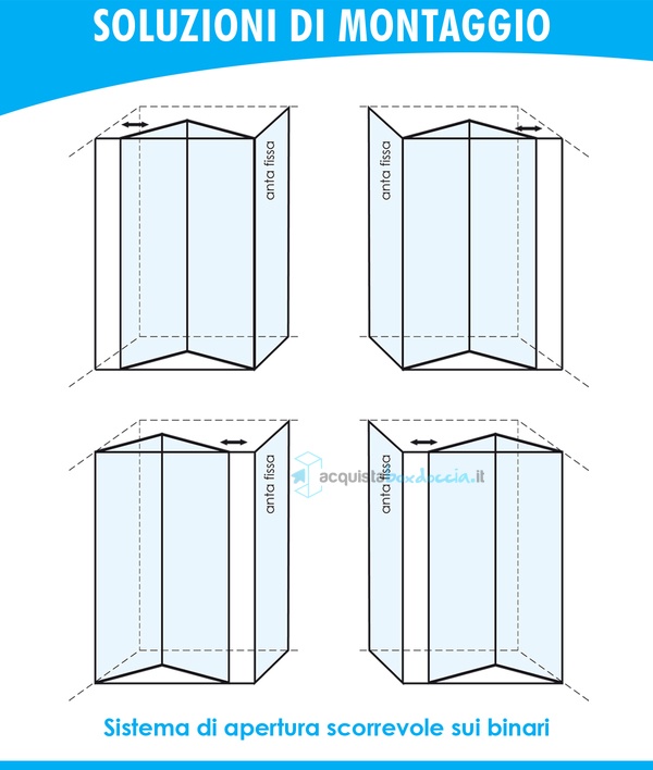 box doccia angolare anta fissa porta soffietto 60x70 cm trasparente