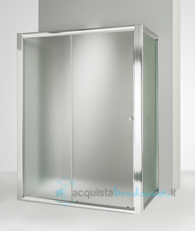 box doccia 3 lati con 2 ante fisse e porta scorrevole 70x115x70 cm opaco