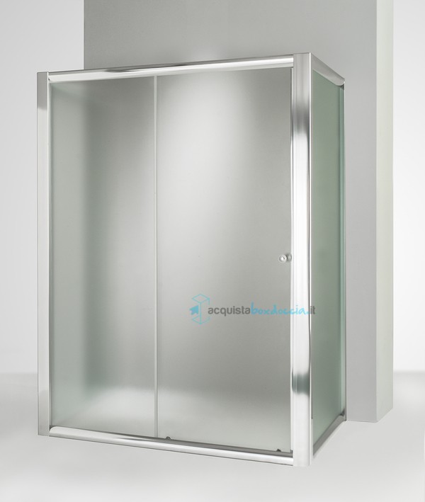 box doccia 3 lati con 2 ante fisse e porta scorrevole 70x115x70 cm opaco