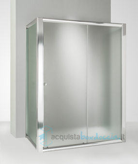 box doccia 3 lati con 2 ante fisse e porta scorrevole 70x115x70 cm opaco