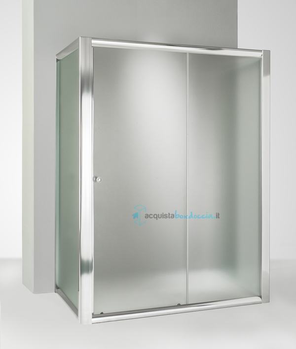 box doccia 3 lati con 2 ante fisse e porta scorrevole 70x115x70 cm opaco