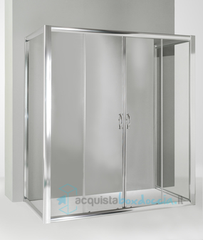 box doccia 3 lati con 2 ante fisse e porta scorrevole 70x180x70 cm trasparente