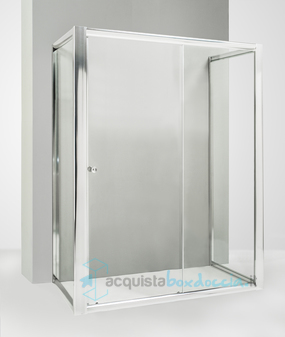 box doccia 3 lati con 2 ante fisse e porta scorrevole 75x155x75 cm trasparente 