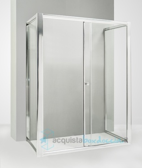 box doccia 3 lati con 2 ante fisse e porta scorrevole 75x155x75 cm trasparente 