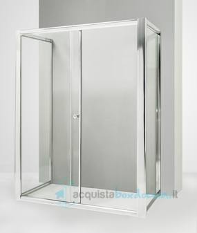 box doccia 3 lati con 2 ante fisse e porta scorrevole 75x155x75 cm trasparente 