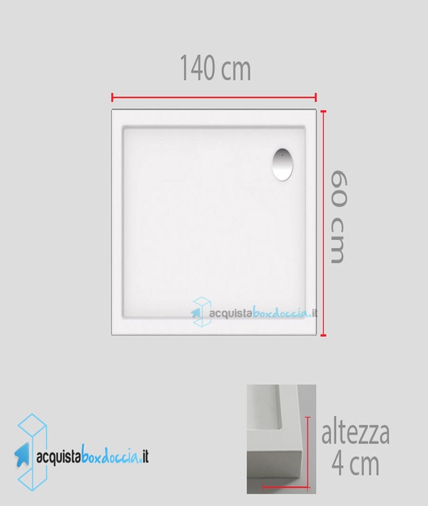 piatto doccia  60x140 cm altezza 4 cm