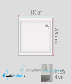 piatto doccia 110x85 cm altezza 4 cm colore crema