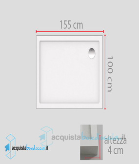 piatto doccia  100x155 cm altezza 4 cm