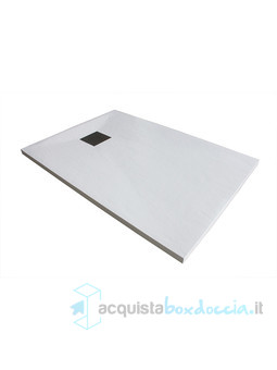 piatto doccia 90x125 cm altezza 3 cm in resina ultrasottile senza bordo colore bianco/white serie wall