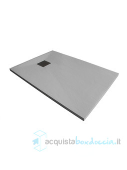 piatto doccia 70x125 cm  altezza 3 cm in resina ultrasottile senza bordo colore grigio/grey serie wall