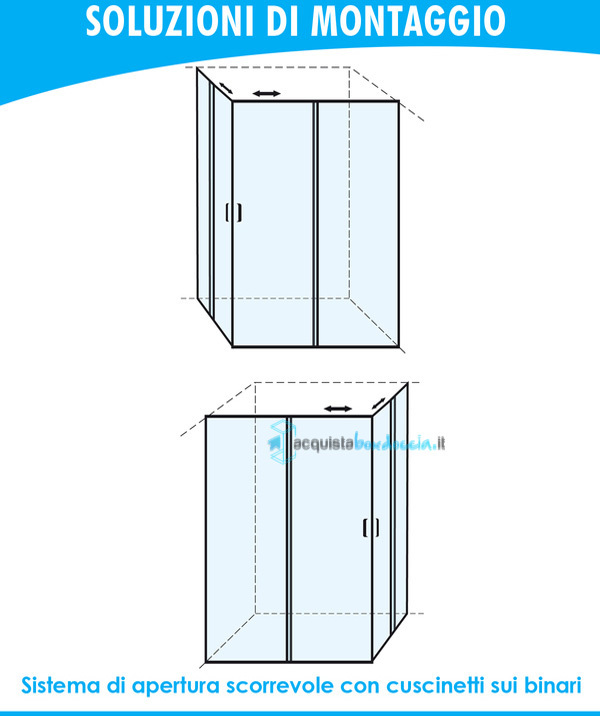 box doccia angolare porta scorrevole 60x61 cm trasparente