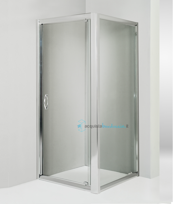 box doccia angolare anta fissa porta battente 70x95 cm trasparente