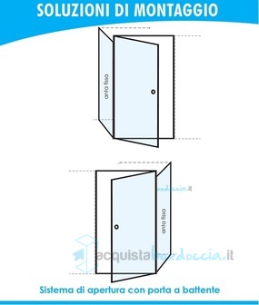 box doccia angolare anta fissa porta battente 100x95 cm trasparente