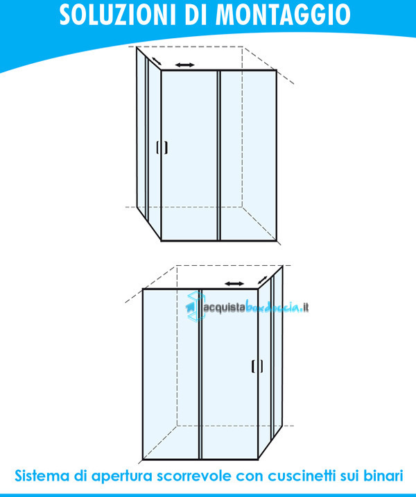 box doccia angolare porta scorrevole 60x101 cm opaco serie s