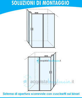 box doccia angolare porta scorrevole 100x101 cm trasparente serie dark