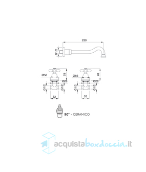 batteria lavabo incasso senza scarico kiss ks26