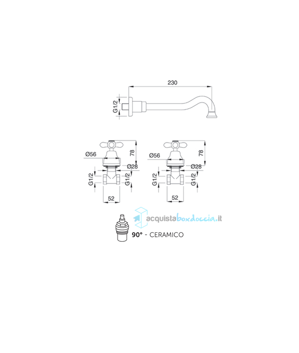 batteria lavabo incasso senza scarico kiss ks26