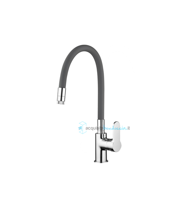 miscelatore monocomando cucina canna snodata grigia con doccetta a due getti co119.5/11