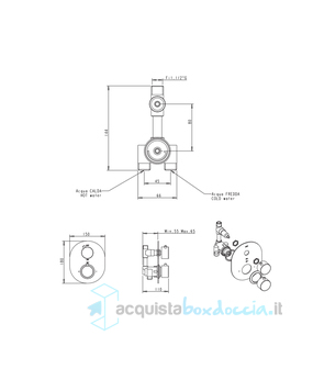 miscelatore tm4vt in ottone termostatico doccia incasso serie sphera