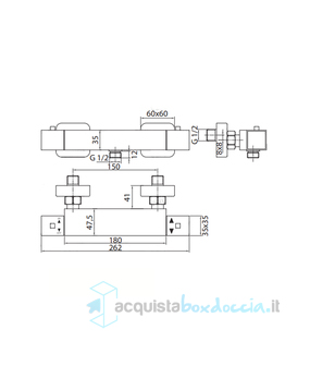 miscelatore tm2q in ottone termostatico doccia esterno 1/2 serie sphera