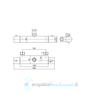 miscelatore tm1b in ottone termostatico doccia esterno serie sphera