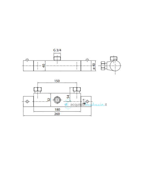 miscelatore tm1b in ottone termostatico doccia esterno serie sphera