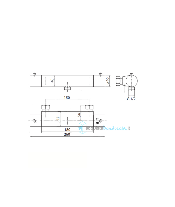 miscelatore tm2b in ottone termostatico doccia esterno serie sphera