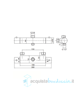 miscelatore tm3c in ottone  termostatico doccia esterno serie sphera