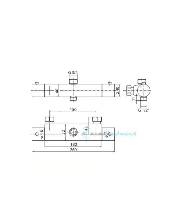 miscelatore tm3c in ottone  termostatico doccia esterno serie sphera