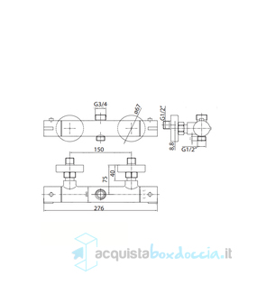 miscelatore tm3e in ottone  termostatico doccia esterno serie sphera