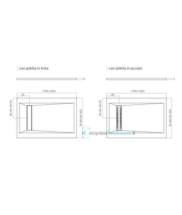 piatto doccia rettangolare in luxolid 100x120 cm - riverside solid