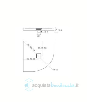 piatto doccia rettangolare in marmo-resina 100x110 cm - rocky special