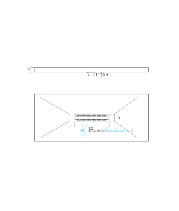 piatto doccia rettangolare in marmo-resina 70x200 cm - rocky lux