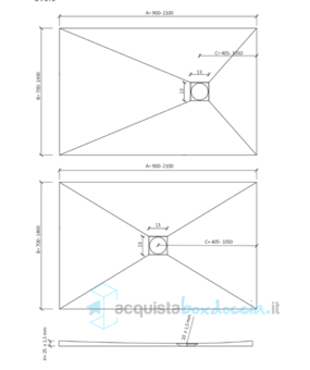 piatto doccia solidstone effetto pietra altezza cm 3 cm 100x158