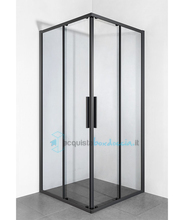 box doccia angolare porta scorrevole 100x101 cm trasparente serie dark