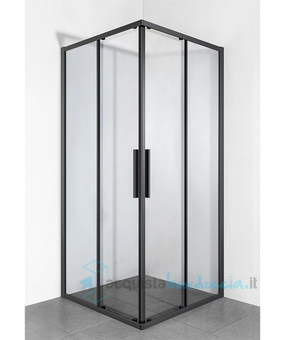 box doccia angolare porta scorrevole 104x100 cm trasparente serie dark