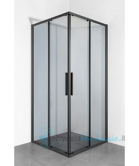 box doccia angolare porta scorrevole 100x101 cm fume' serie dark