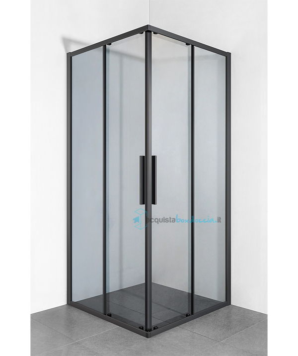 box doccia angolare porta scorrevole 100x101 cm fume' serie dark