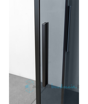 box doccia angolare porta scorrevole 100x81 cm fume' serie dark