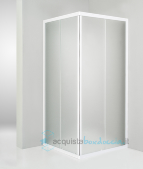 box doccia angolare  porta scorrevole 71x84 cm opaco bianco