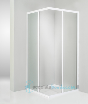 box doccia angolare  porta scorrevole 71x70 cm opaco bianco