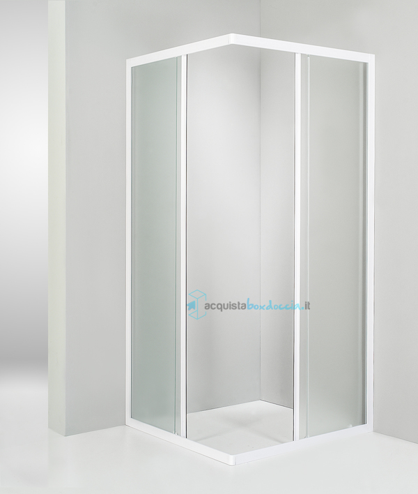 box doccia angolare  porta scorrevole 71x84 cm opaco bianco