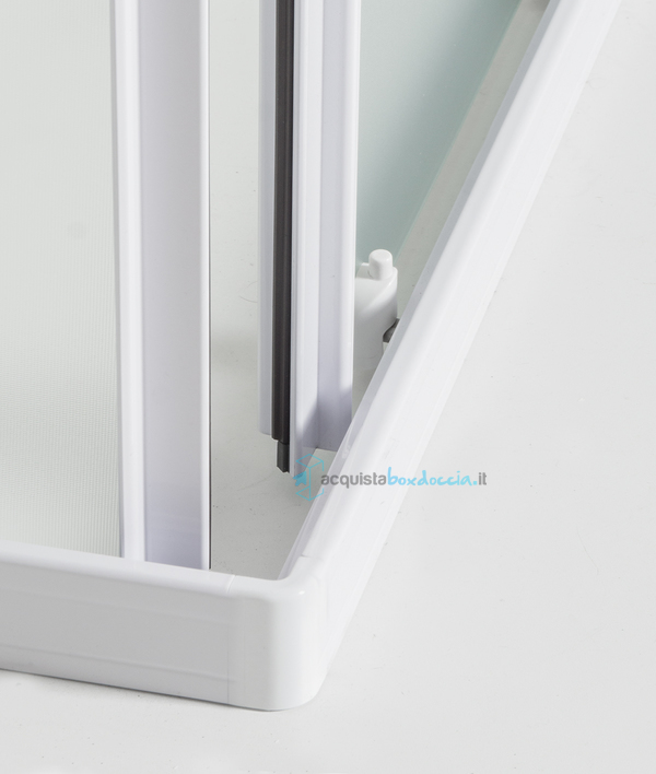 box doccia angolare  porta scorrevole 72x97 cm opaco bianco