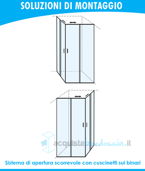 box doccia angolare  porta scorrevole 94x79 cm opaco bianco