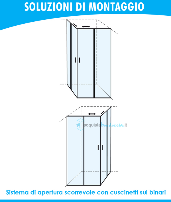 box doccia angolare  porta scorrevole 71x84 cm opaco bianco