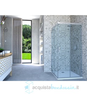 box doccia angolare porta scorrevole 100x109 cm trasparente